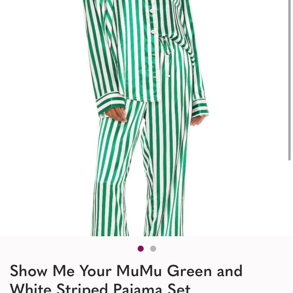 Show Me Your MuMu Emerald and White Striped Pajama Set